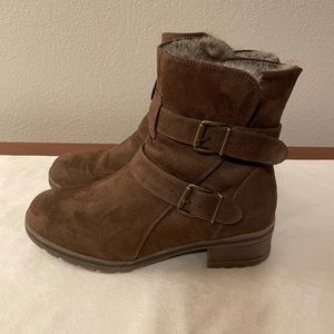 Brown low calf, fur lined boots